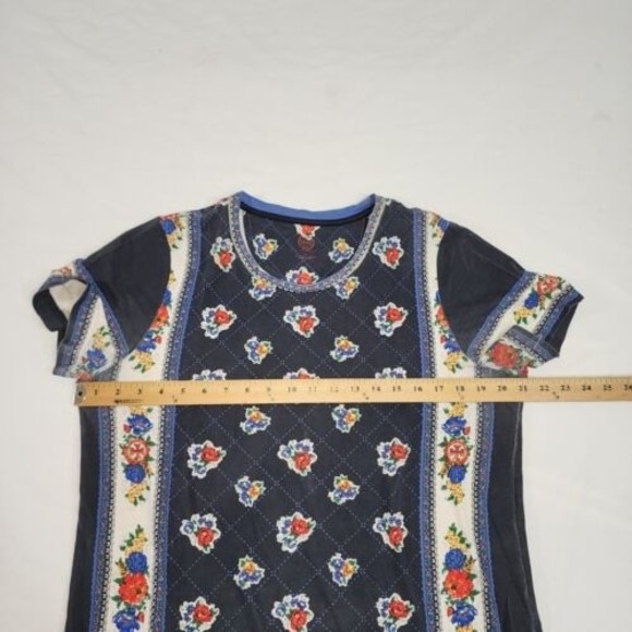 Tory Burch Medium Floral Print T-shirt Dress Navy Flower & Logo Print - Picture 8 of 16